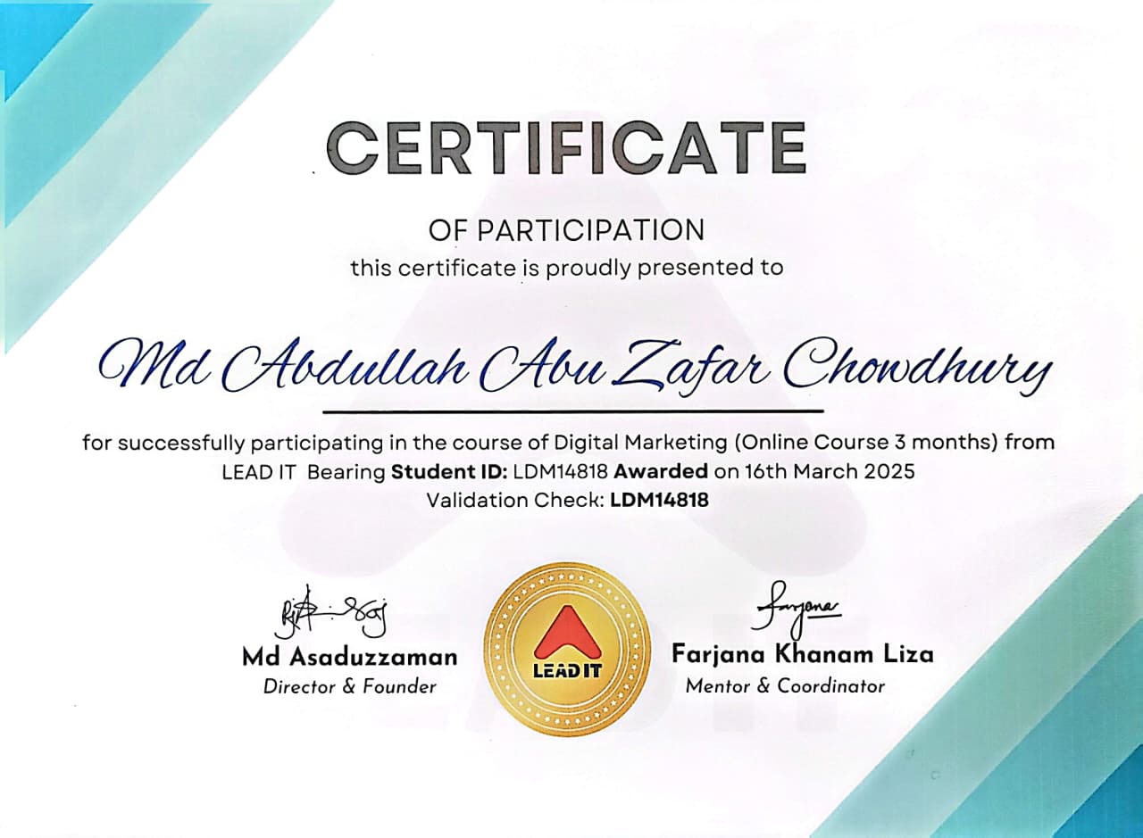 Digital Marketing certificate